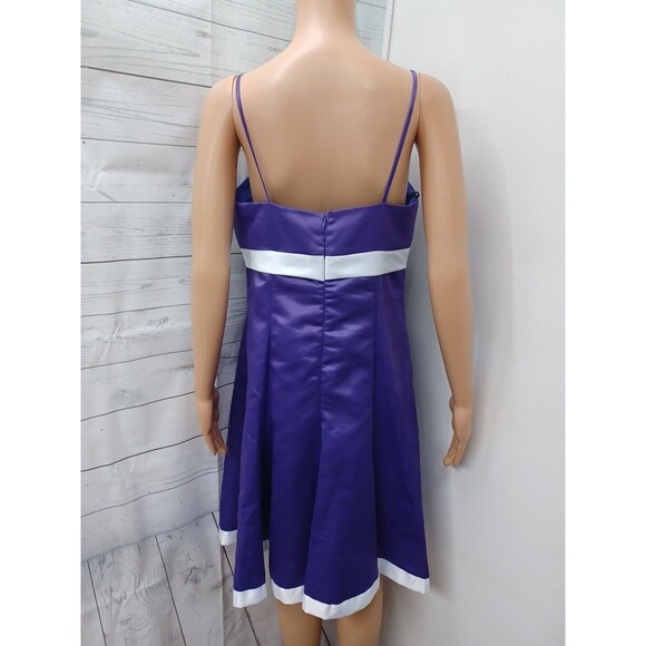 Juliet Fashion Milex Purple White Dress Spaghetti Strap Bow Sz L - Picture 4 of 7